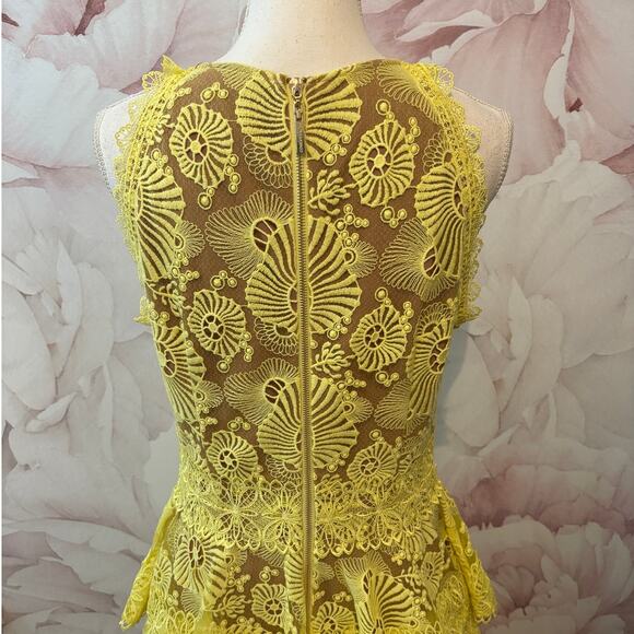 Bronx And Banco Bridget Yellow Midi Dress Ruffle US 10 Extra Large NWT Lace - Picture 6 of 12
